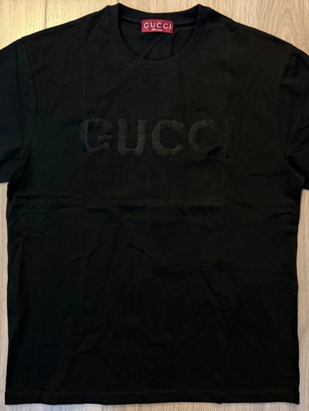 Gucci Embroidered Cotton Jersey Tee Shirt black sz M